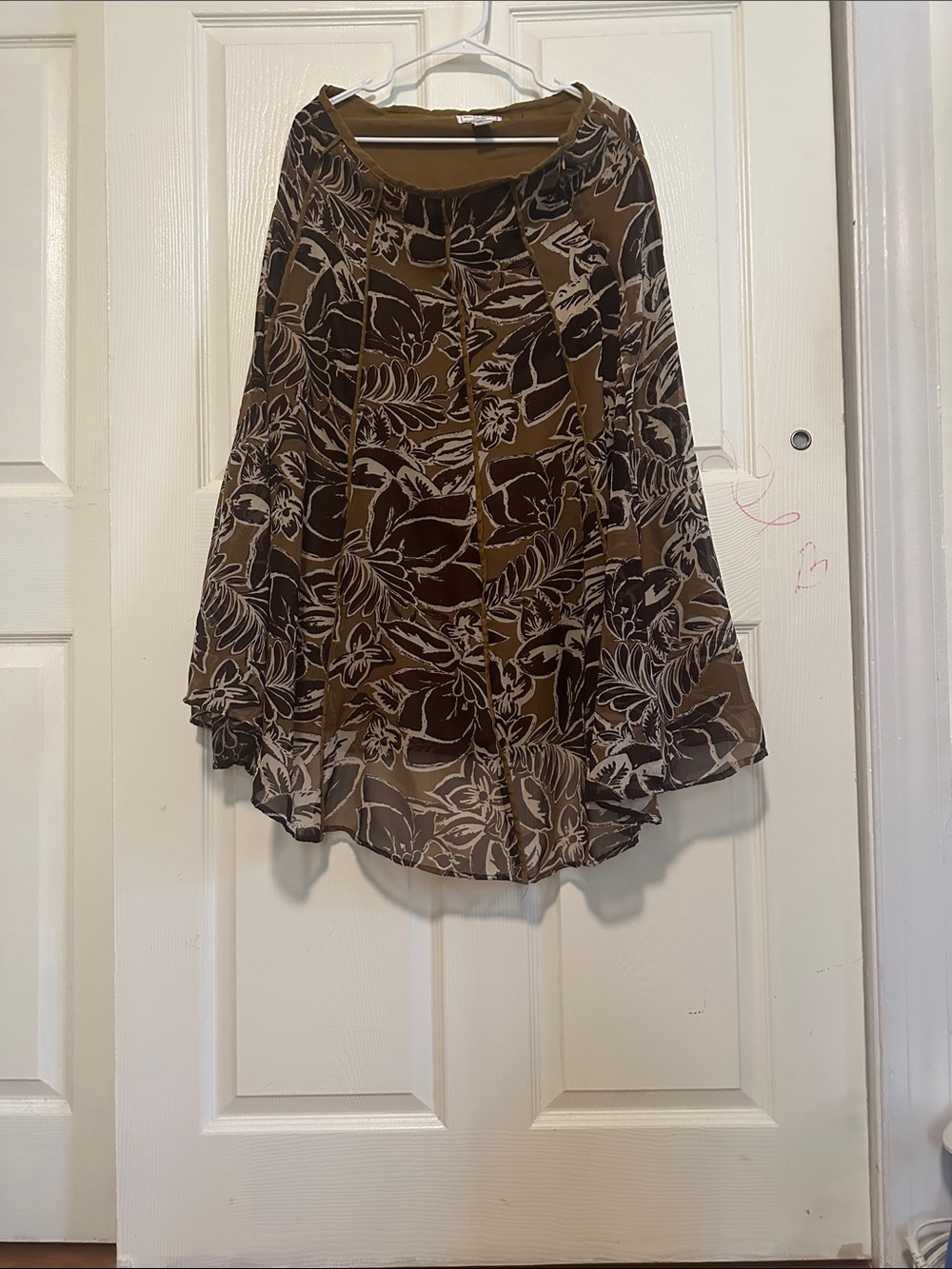 Flowy Brown Floral Print Women's Skirt